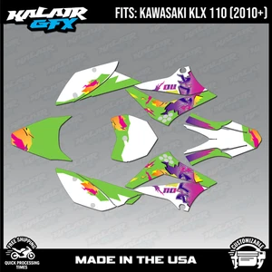 Graphics Kit for Kawasaki KLX110 KLX110R/RL (2010-2024) Throwback Series - Blank - Picture 1 of 12