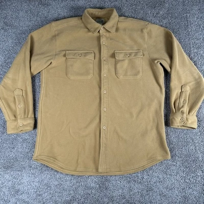 Camisa masculina LL Bean camurça pano lã bege acastanhado camisa jac botão para cima campcore - Imagem 1 de 4