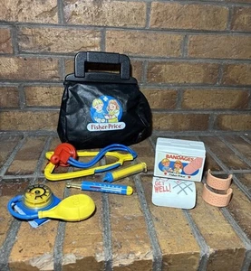 VTG ✅ 1987 Fisher Price Doctor / Nurse Bag Medical Kit Set ✅ Near Complete Toys - Picture 1 of 24