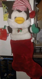 NWT Vintage 3D Plush Penguin 20” Christmas Stocking - Picture 1 of 4