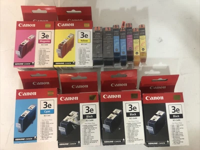 13 Canon Genuine Ink Black BCI-3eBK Yellow BCI-3eY Cyan BCI-3eC Magenta BCI-3eM - Image 1 of 4
