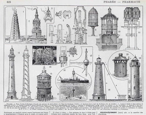 LIGHTHOUSES- Ship Lanterns, Roman Tower at Boulogne-1932 French Illustrated Leaf - Picture 1 of 2
