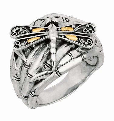 Dragonfly Ring Phillip Gavriel Designer 18k Gold N Silver Bamboo Design Size 7  - Image 1 of 4