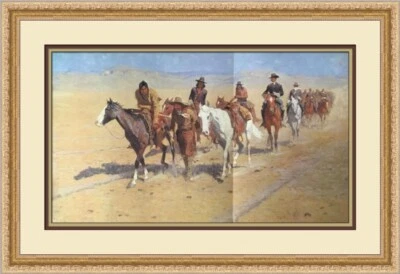 Frederic Remington Pony Tracks in the Buffalo Trails Custom Framed Print Foto 1 de 2