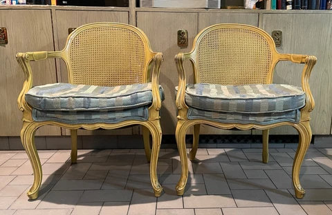 Mid 20th Century Bergere Chairs With Cane Backs - a Pair Cover