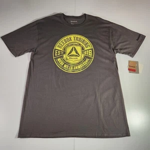 Reebok Training Logo Men's Slim XL Graphic Gray Short Sleeve T-Shirt New - Picture 1 of 24
