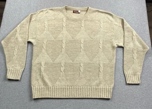 VINTAGE 80s Peebles Sweater Mens Large Celtic Country Fisherman Cable Knit USA - Picture 1 of 13