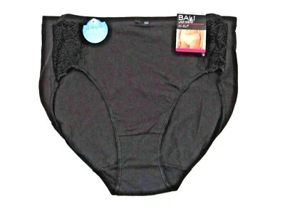 BALI 'LACY DESIRE' Cooling Cotton Hi-Cut DFCD62 BLACK Size M/6  - Image 1 of 2