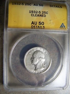 1932 S Washington Quarter -- 408,000 Minted -- ANACS AU50 -- KEY Date - Picture 1 of 2