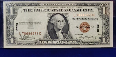 🌟 1935-A $1 Hawaii Emergency Issue FR-2300  CHOICE CU SCARCE L-C BLOCK - Image 1 of 4