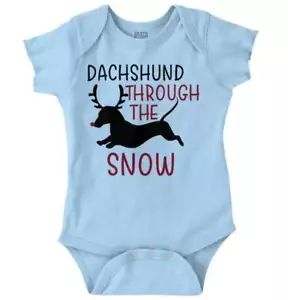 Christmas Dog Song Dashund Through The Snow Newborn Baby Boy Girl Infant Romper - Picture 1 of 10