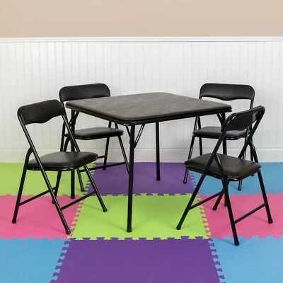 Juego de mesa y silla plegable Flash Furniture Kids negro de 5 piezas Foto 1 de 4