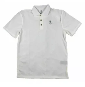 NWT Browning Boys Youth Performance Short Sleeve Polo Shirt White Size M Medium - Picture 1 of 4