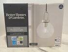 NEW! BETTER HOMES AND GARDEN PENDANT LIGHT Clear Glass Shade SATIN Nickel Finish