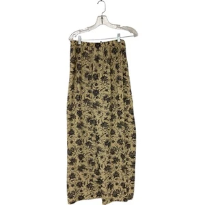 Talbots Pure Silk Pants Beige Womens 14 Floral Elastic Waist Wide Leg - Picture 1 of 10