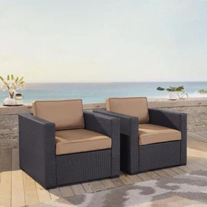 Biscayne 2Pc Outdoor Wicker Chair Set Mocha/Brown - 2 Chairs - Picture 1 of 4