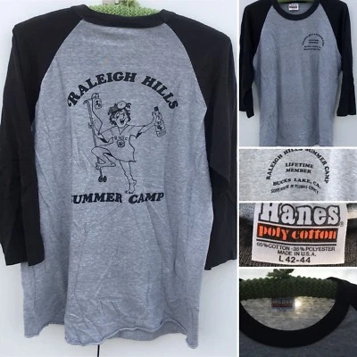 Vintage Raleigh Hills Summer Camp 83 Bucks Lake Ca Raglan T Shirt 1980s 80s Sz L - Image 1 of 4
