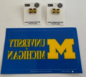 (2) UNIVERSITY OF MICHIGAN WOLVERINES NCAA COLLEGE FOOTBALL Pins + Decal - Picture 1 of 2
