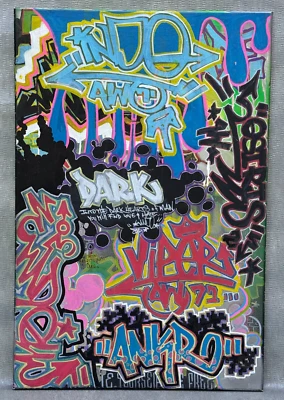 NEW YORK CITY SUBWAY TRAIN GRAFFITI PAINTING ORIGINAL URBAN ABSTRACT ART BRONX - Изображение 1 из 4