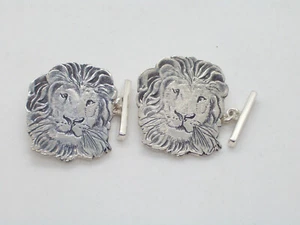 Gemelli con LEONE in ARGENTO 925 - cerimonia - polsino camicia - zodiaco - - Picture 1 of 6