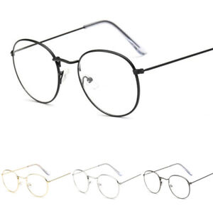 Fashion Glasses Metal Vintage Oval Round Retro style Clear Lens Geek Nerd