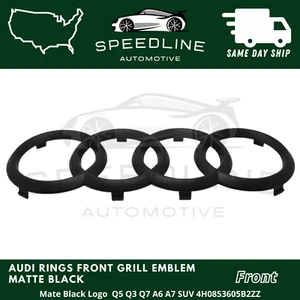 Audi Matte Black Front Grill Rings Emblem Badge Q5 Q3 Q7 A6 A7 SUV 4H0853605B2ZZ - Picture 1 of 1