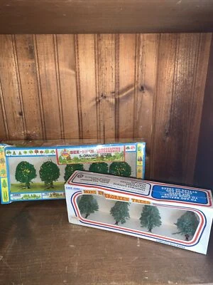 Lot Of 2 NIB Vtg AHM See-Niks 5 HO Scale Orange Trees & Life-Like Mini Greens! - Image 1 of 4