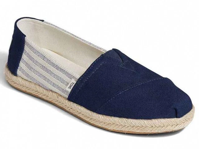 CUERDA TOMS ALPARGATA - Talla 8,5 M - Para mujer - Rayas universitarias azul marino **NUEVA** Foto 1 de 1