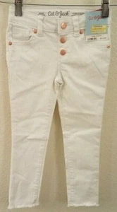 Cat & Jack Girls' Faux Button-Front Skinny Jeans -  White Wash, 4 - Picture 1 of 3