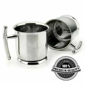 High Quality Lathering Shaving Mug Stainless Steel Mirror Polished Barber Tool - Picture 1 of 4