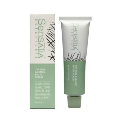 Sensatia Botanicals Tea Tree & Lemon Facial Scrub 60ml | Acne Oily Skin Care - Image 1 of 3