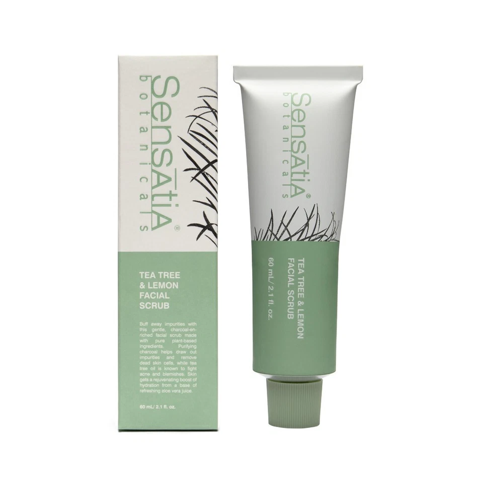 Sensatia Botanicals Tea Tree & Lemon Facial Scrub 60ml | Acne Oily Skin Care - Image 1 of 3