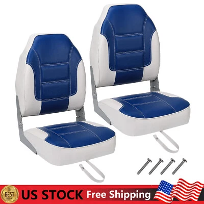 2 Pack Deluxe High Back Boat Seats Folding Fishing Boat Seat Sponge Padding Seat - Image 1 of 4