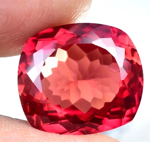 Natural Red Orange Sapphire 14.55 Ct Cushion Stunning Certified Loose Gemstone - Picture 1 of 7