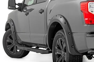 Rough Country Fender Flares for Nissan Titan 17-23 Crew Cab NO Emblem Glos Black - Picture 1 of 6