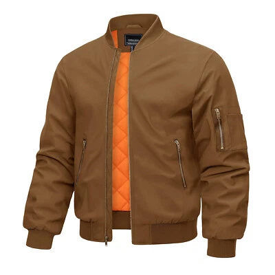 Chaqueta de bombardero informal a prueba de viento cortavientos con cremallera completa abrigo acolchado cálido de invierno para hombre Foto 1 de 4