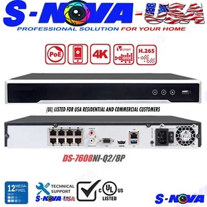 Hikvision 8CH NVR 8 CANALI POE 8MP 4K H.265 DS-7608NI-Q2/8P 4K-UHD 2 PORTE SATA - Foto 1 di 7