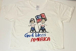 Vintage 4th of July White T-Shirt Women's God Bless America USA - Size M - Picture 1 of 8
