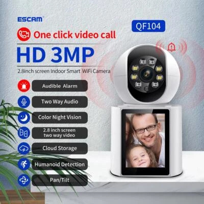 3MP WIFI PIR Alarm 2.8" Screen indoor Video Call 2-Way Audio Visual Smart Camera - Image 1 of 4