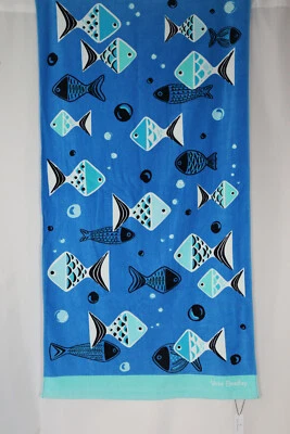 Toalla de playa Vera Bradley Go Fish azul nueva con etiquetas grande y de felpa Foto 1 de 4