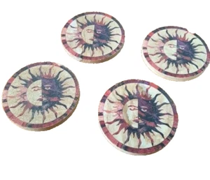 Thirstystone Celestial 90s Sun Face Stone Coaster Set of 4 Whimsygoth Bohemian - Picture 1 of 4