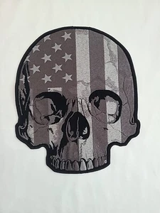 American Flag Half Skull Subdued Patch Moto Motorcycle Back Patches - Picture 1 of 8