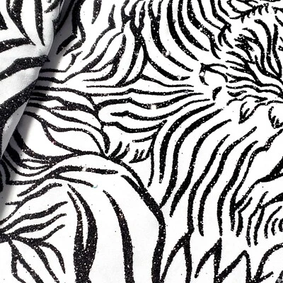 Flocked Glitter Zebra ITY Fabric 2 yds X 58"w - Image 1 of 4