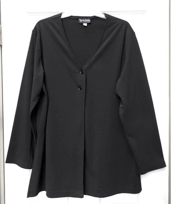 CHAQUETA DE PUNTO DIANE VON FURSTENBERG LARGA NEGRA CUELLO EN V Talla L Foto 1 de 4