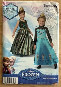 Simplicity Sewing Pattern S0748 Girls Frozen Anna Elsa Princess Costume Size 3-8 - Picture 1 of 4