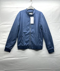 Selected Homme Herren blau durchgehender Reißverschluss Windbreaker Jacke Größe Large normale Passform - Bild 1 von 18