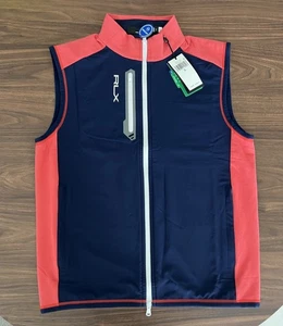 Polo Ralph Lauren RLX Full Zip Golf Vest Red Navy Men’s Size S $168 - Picture 1 of 5