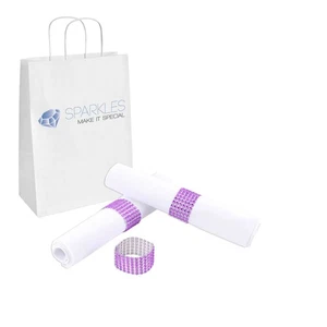 25 anelli tovagliolo strass viola 6 file - porta fascia diamante festa matrimonio - Foto 1 di 5