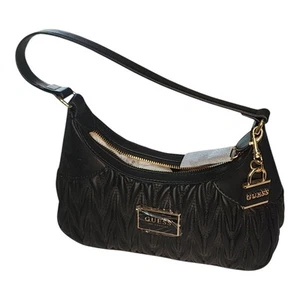 GUESS Fluer black Mini Shoulder Chevron Quilted Bag - Picture 1 of 7