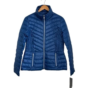 Kenneth Cole Reaction Womens Quilted Down Puffer Jacket Size Medium Blue - Picture 1 of 6